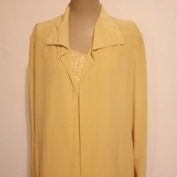 Vintage Silk boutiqueYellow long sleeve button up - Picture 9 of 12